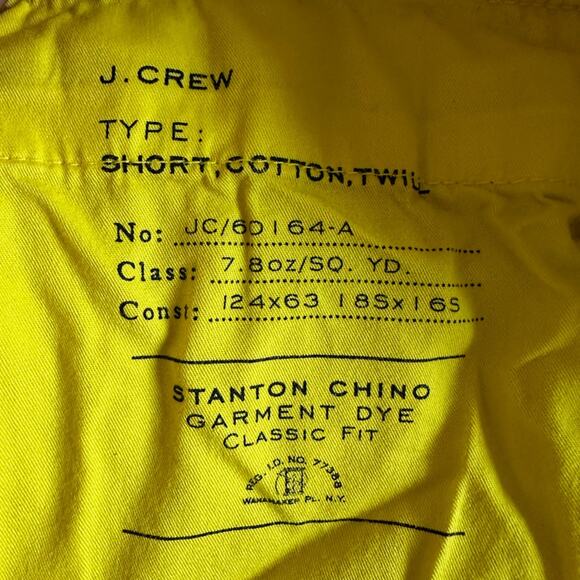 J. Crew Cotton Yellow Stanton Twill Mens Shorts Size 29 Walking Spring Vacation - Picture 5 of 8